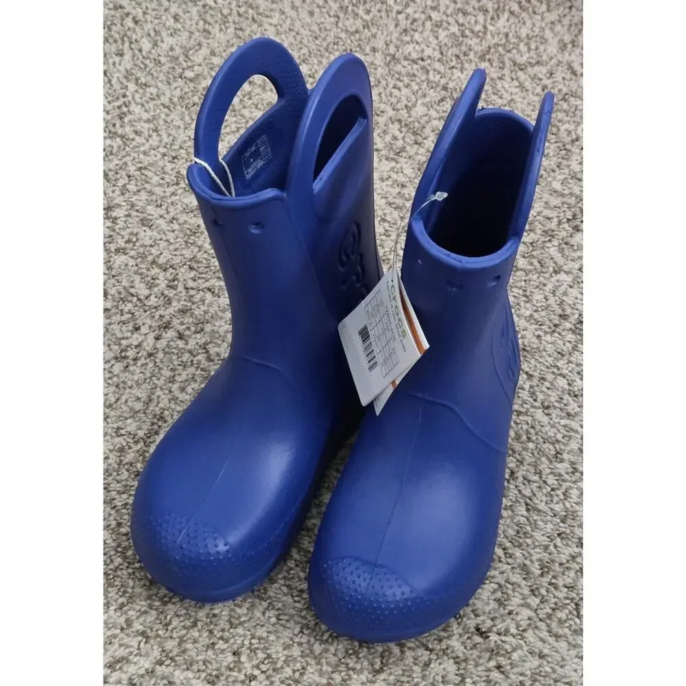 CROCS 12803 Kids Cerulean Blue Handle It Rain Boots US 2 size J2 Youth Big Kids